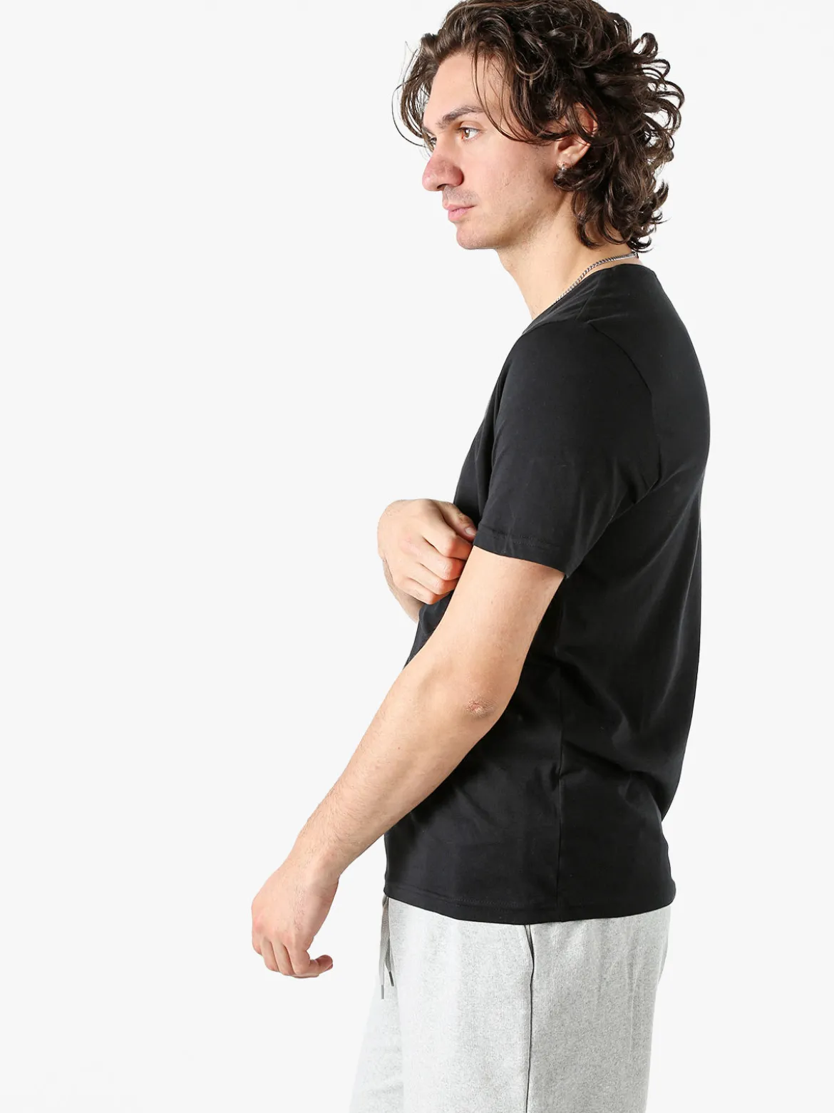 Guy T-shirt girocollo da uomo in cotone - nero