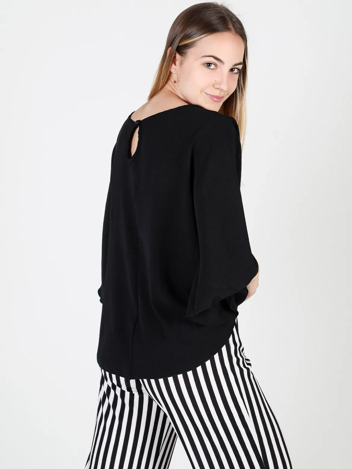 Hdl Milano Blusa donna con maniche a campana