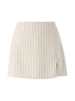 Hdl Milano Gonna a pantalone gessata da donna con piccolo spacco - beige