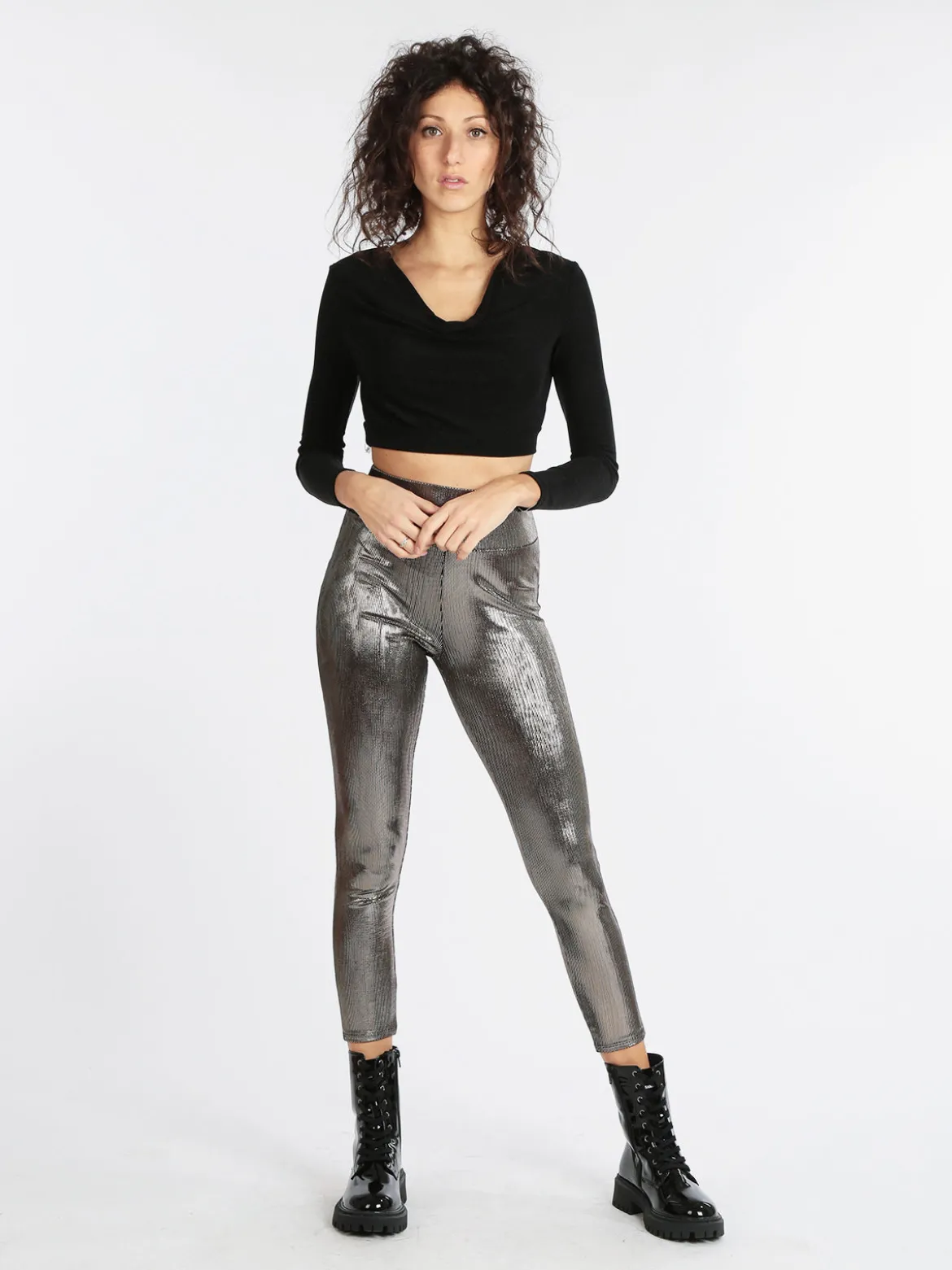 Hdl Milano Leggings donna con lurex