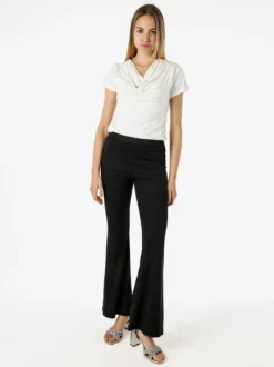 Hdl Milano Pantaloni eleganti da donna con finale a zampa - nero
