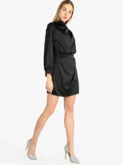Hdl Milano Vestito donna manica lunga effetto raso