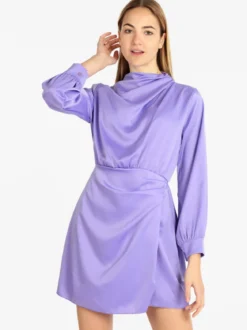 Hdl Milano Vestito donna manica lunga effetto raso