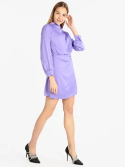 Hdl Milano Vestito donna manica lunga effetto raso
