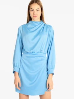 Hdl Milano Vestito donna manica lunga effetto raso