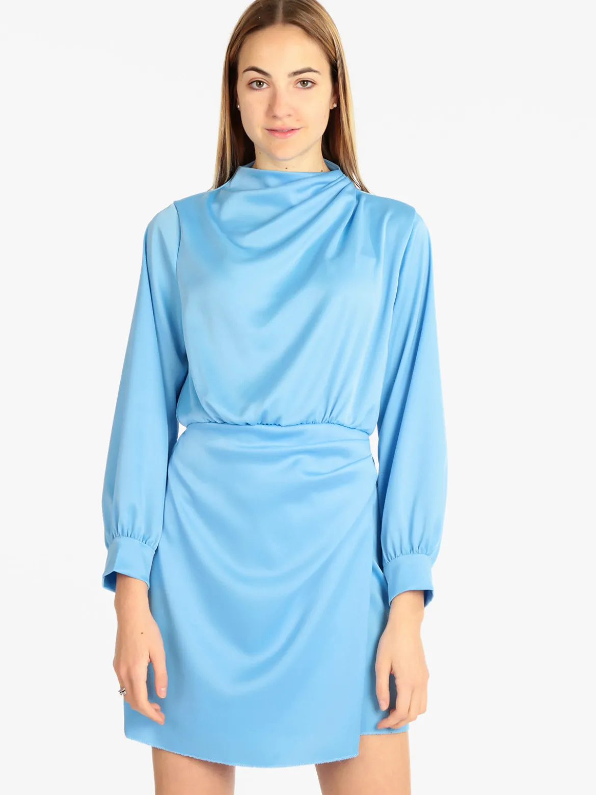 Hdl Milano Vestito donna manica lunga effetto raso