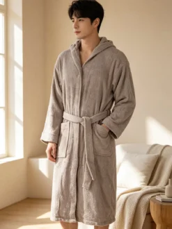 Home Zen Accappatoio unisex in spugna di cotone con cappuccio