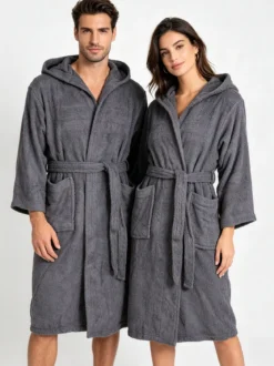Home Zen Accappatoio unisex in spugna di cotone con cappuccio