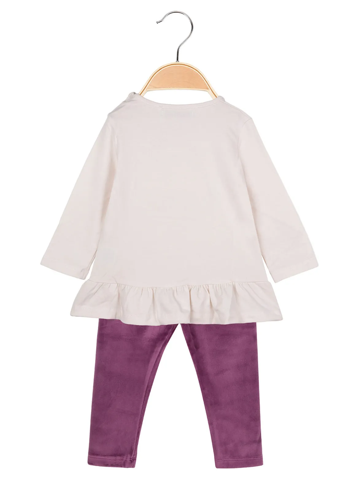 Hope Star Completo lungo da neonata con maglietta e leggings in ciniglia - beige