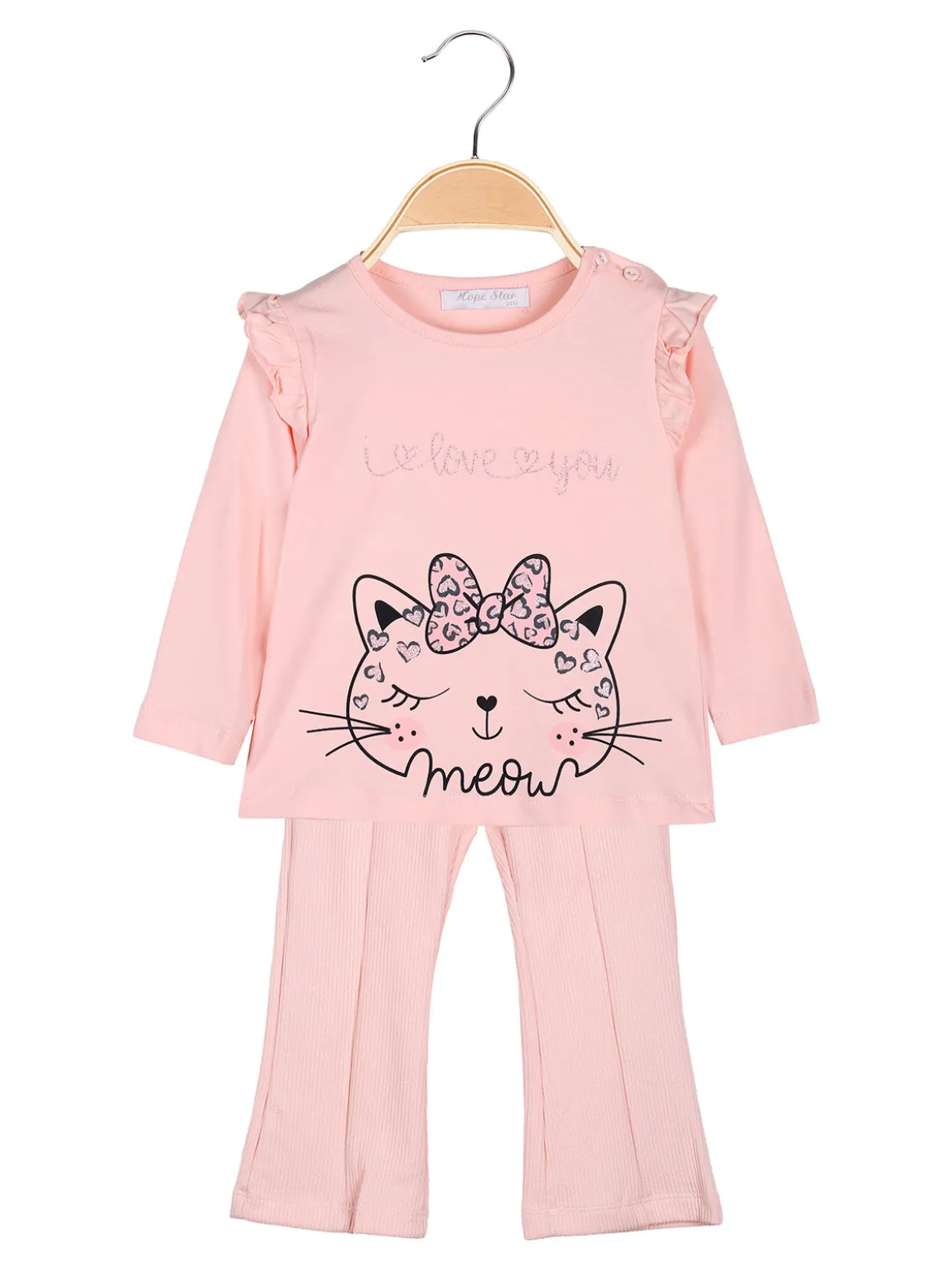 Hope Star Completo 2 pezzi da neonata con maglietta e leggings a costine - rosa