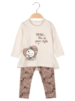 Hope Star Completo 2 pezzi da neonata con maglietta e leggings a fantasia - panna
