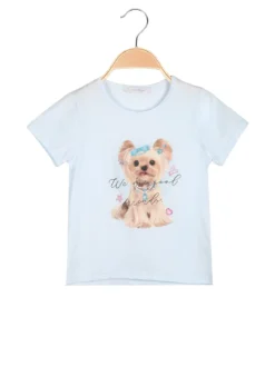 Hope Star T-shirt da bambina in cotone con stampa disegno e strass - azzurro