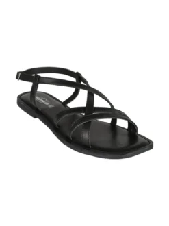 Hosis Sandali donna in pelle con fascette intrecciate