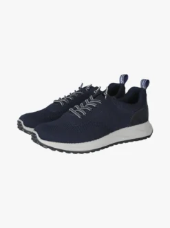Igi&Co Sneakers da uomo in maglia con plantare in pelle e lacci elastici - blu scuro