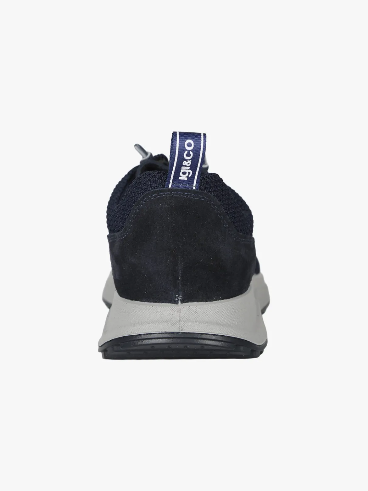 Igi&Co Sneakers da uomo in maglia con plantare in pelle e lacci elastici - blu scuro