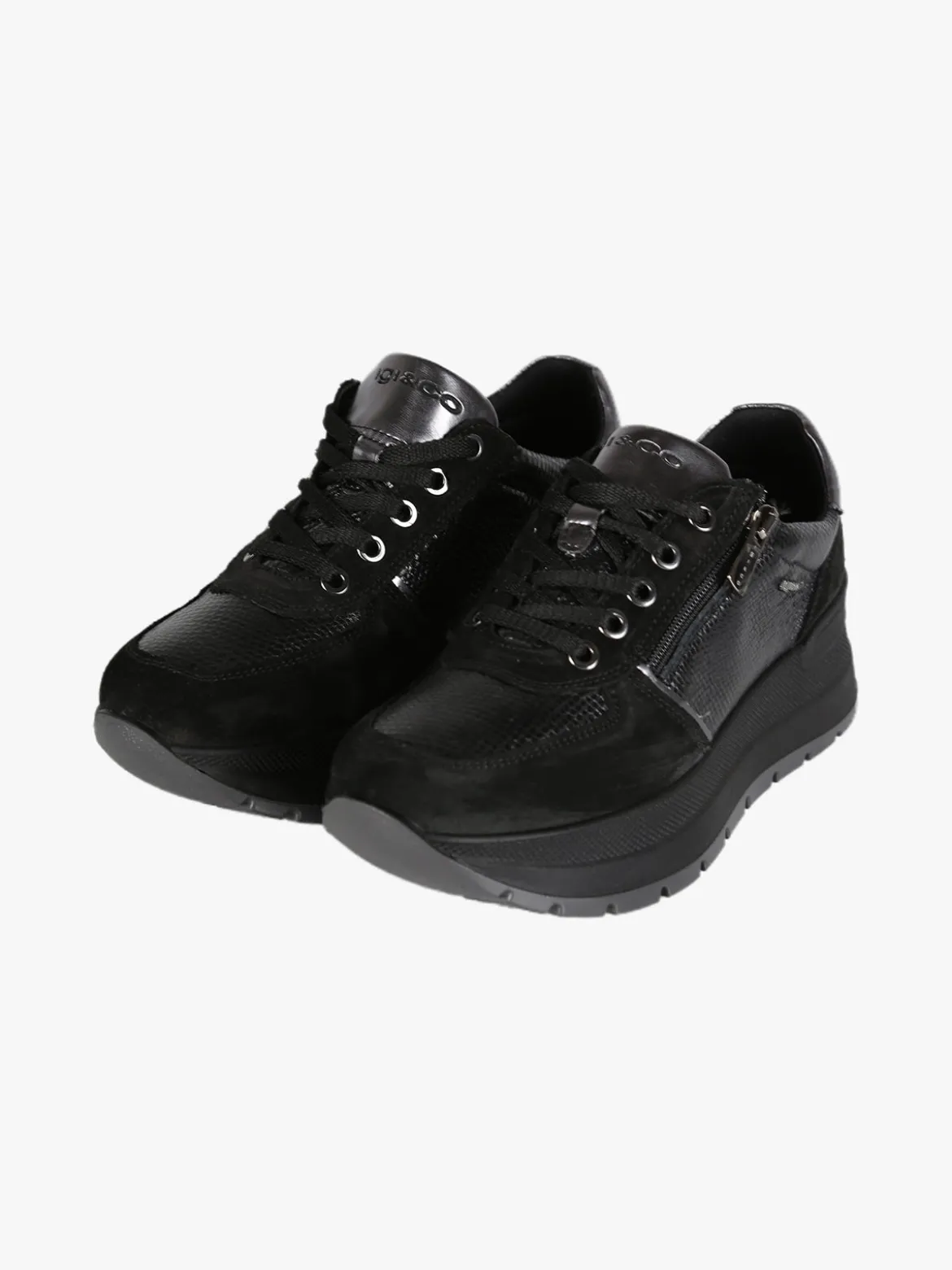 Igi&Co Sneakers donna in pelle scamosciata con zeppa platform