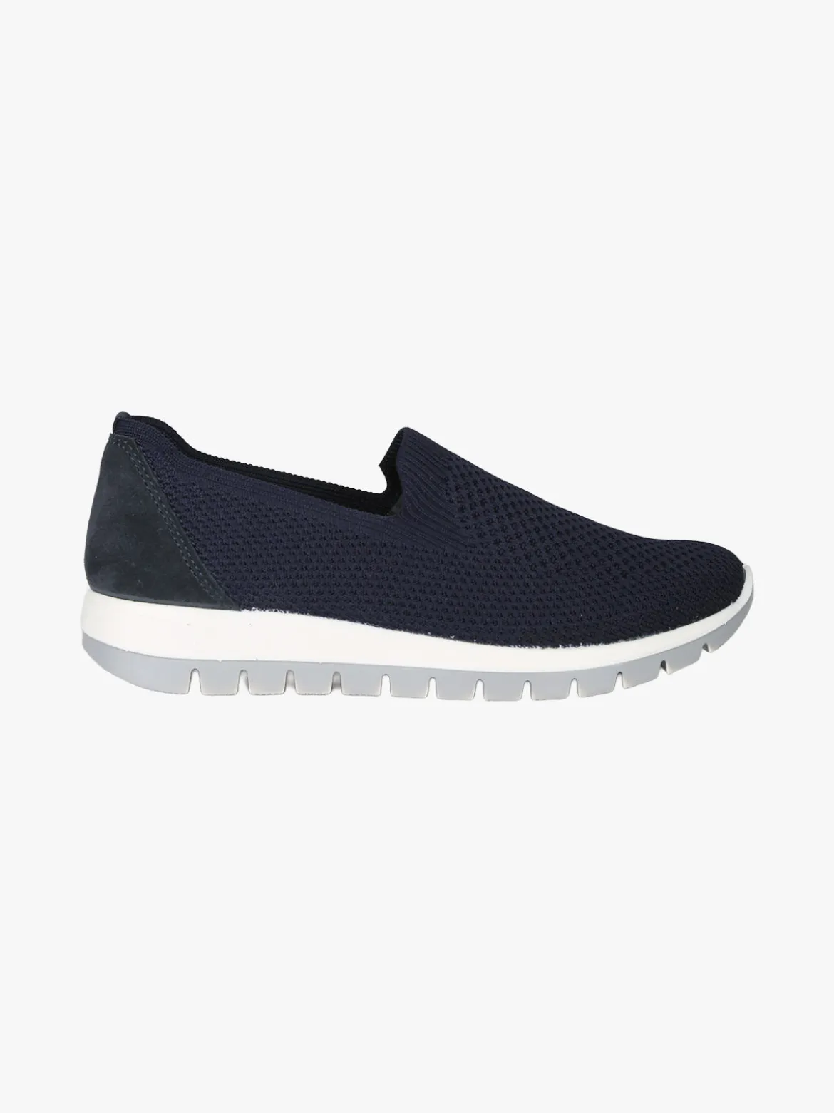 Igi&Co Sneakers donna slip on in maglia con plantare in pelle e zeppa - blu scuro