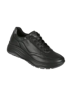 Igi&Co Sneakers donna stringate in pelle con zeppa - nero