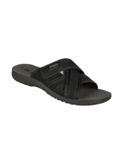 Inblu Ciabatte da uomo con fasce a strappo incrociate - nero