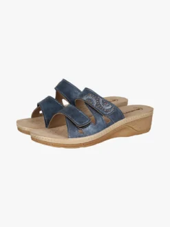 Inblu Ciabatte donna con doppia fascia a strappo e zeppa - blu