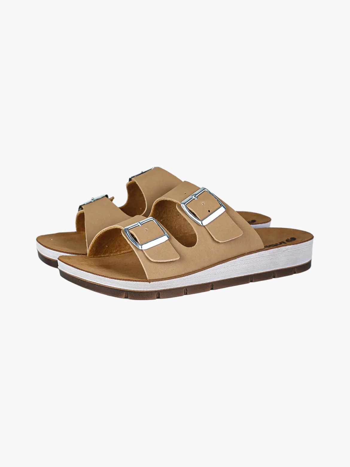 Inblu Ciabatte donna con doppia fascia e fibbie - marrone