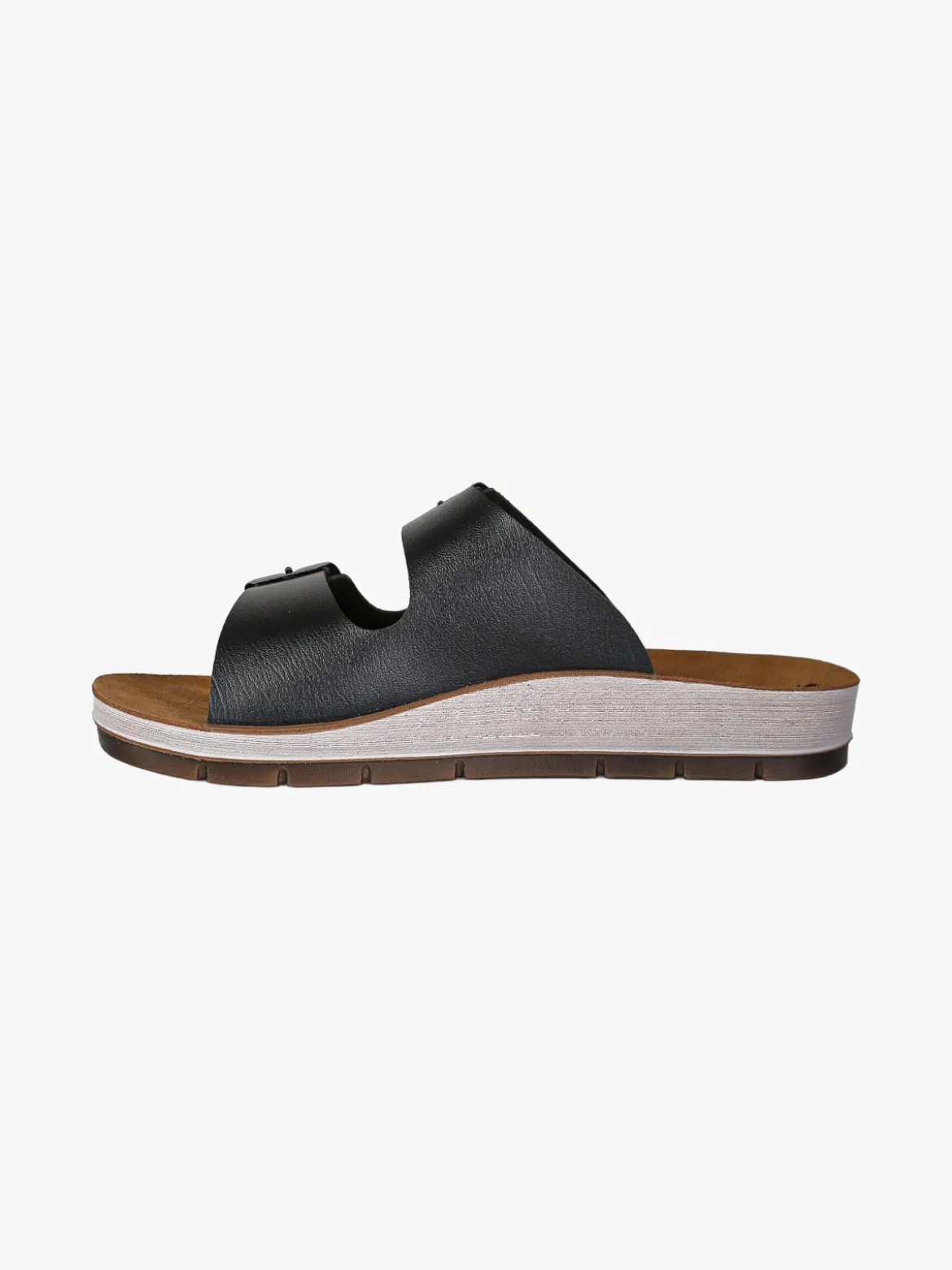 Inblu Ciabatte donna con doppia fascia e fibbie - nero
