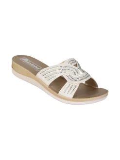Inblu Ciabatte donna con nodo e brillantini - beige