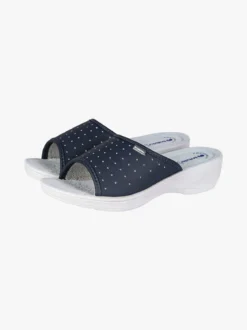 Inblu Ciabatte sanitarie da donna aperte con plantare in pelle - blu scuro