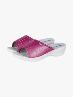 Inblu Ciabatte sanitarie da donna aperte con plantare in pelle - fucsia