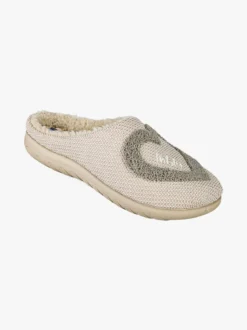 Inblu Pantofole donna con ecopelliccia e cuore - beige
