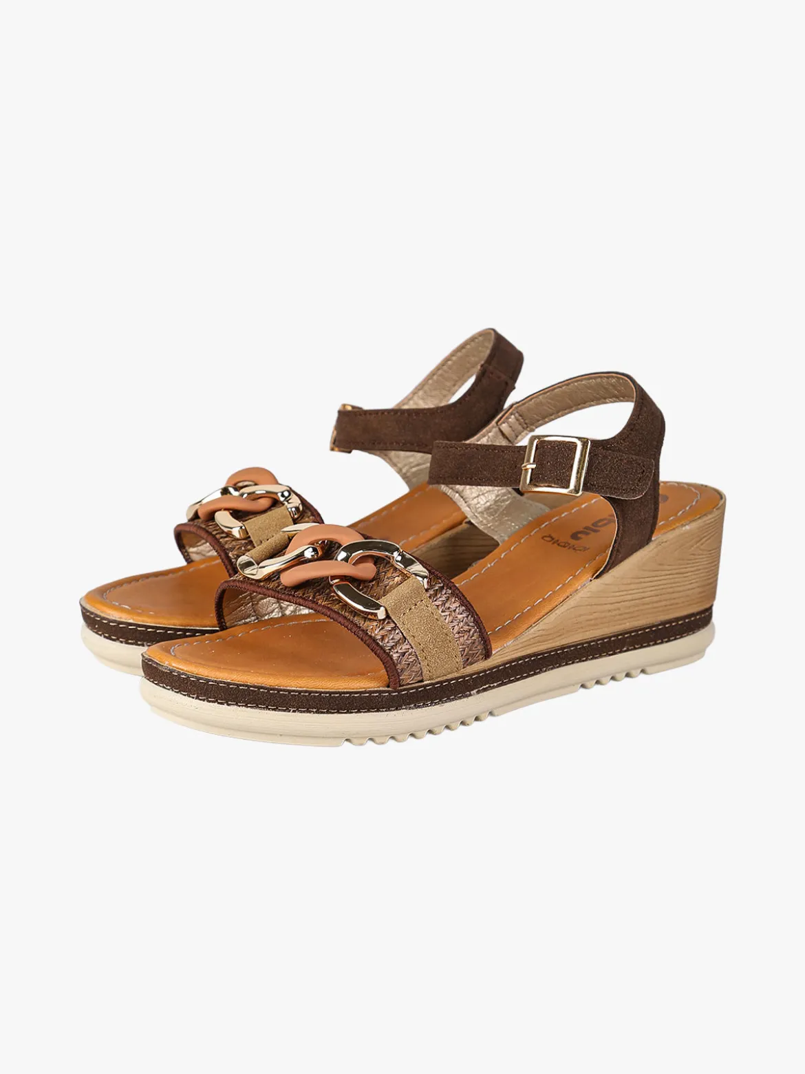 Inblu Sandali da donna con zeppa e catena decorativa