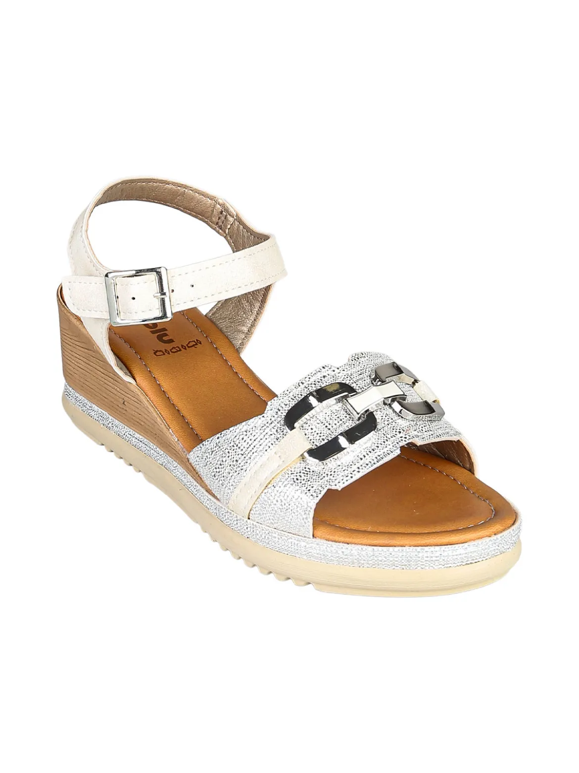Inblu Sandali donna con zeppa e cinturino con fibbia - argento