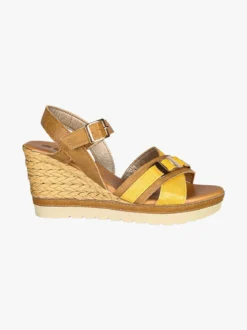 Inblu Sandali donna con zeppa e doppia fascia incrociata - cammello