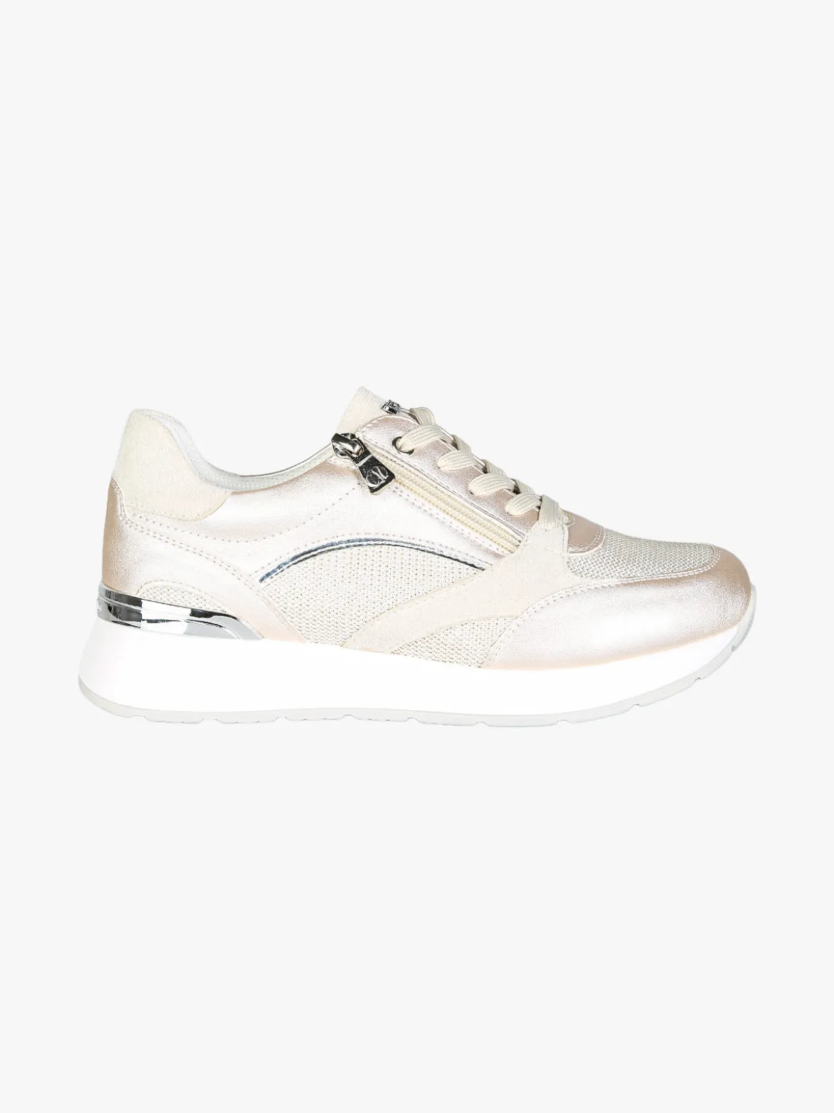 Inblu Sneakers brillantinata da donna con platform - perla