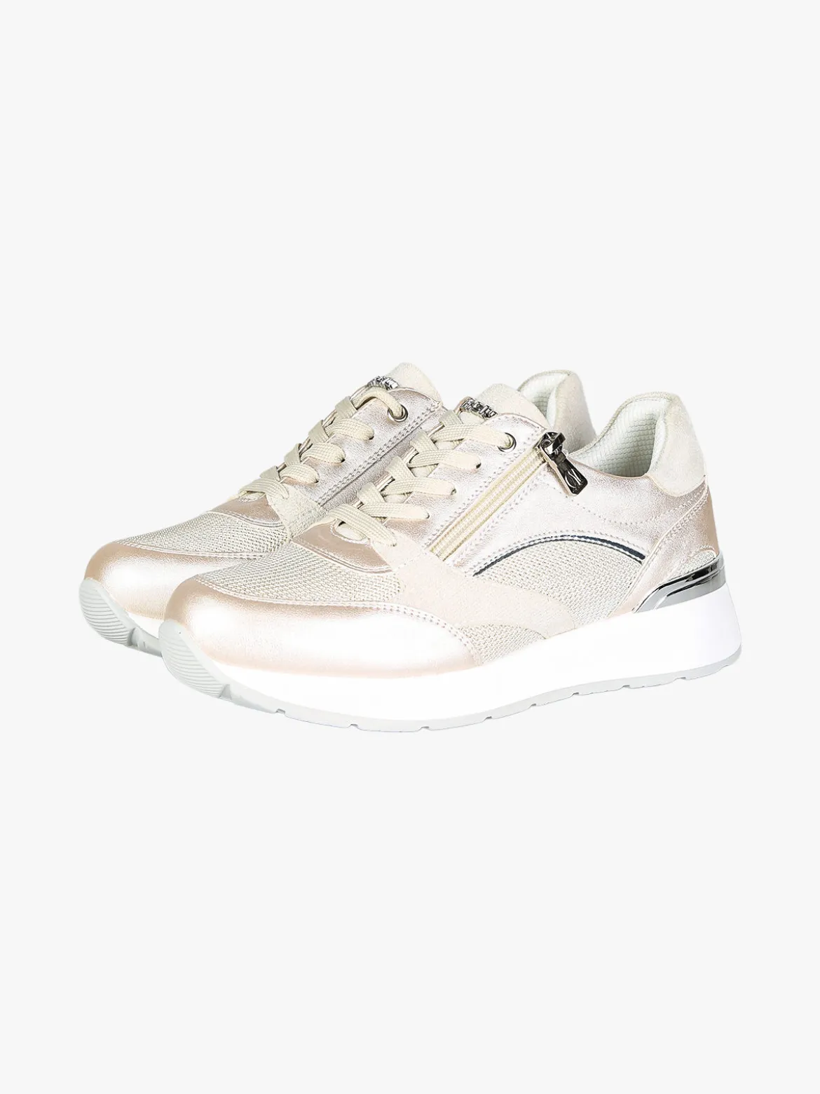 Inblu Sneakers brillantinata da donna con platform - perla