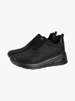 Inblu Sneakers donna slip on con zeppa e strass - nero