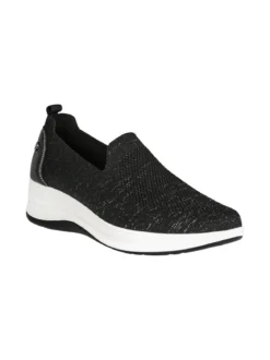 Inblu Sneakers donna slip on in maglia con zeppa - nero
