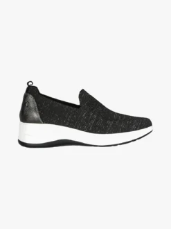 Inblu Sneakers donna slip on in maglia con zeppa - nero