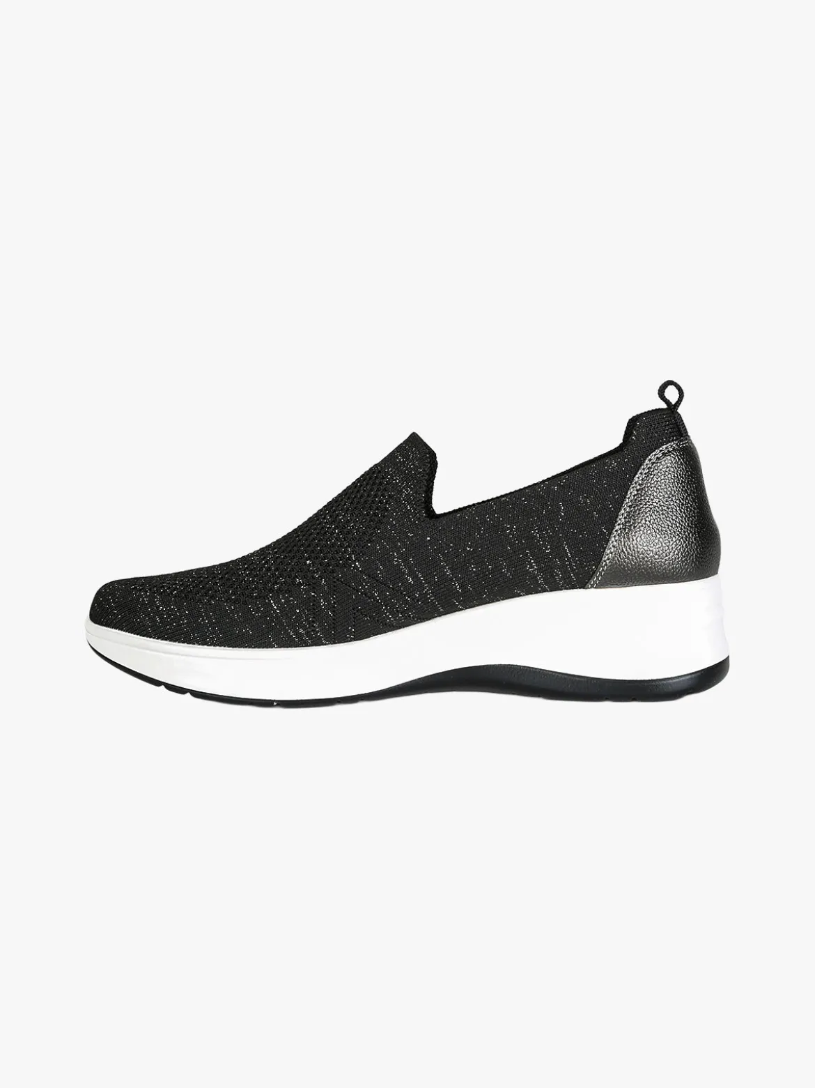 Inblu Sneakers donna slip on in maglia con zeppa - nero