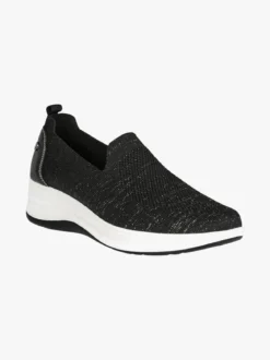 Inblu Sneakers donna slip on in maglia con zeppa - nero