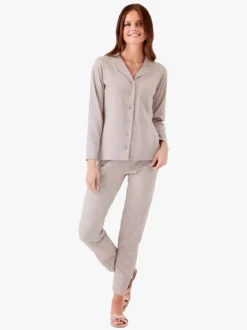 Infiore BUNNY Pigiama aperto da donna in cotone con bottoni - fango