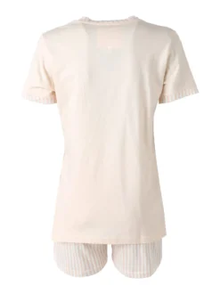Infiore MOSAIC Pigiama corto da donna in cotone con shorts a righe - albicocca