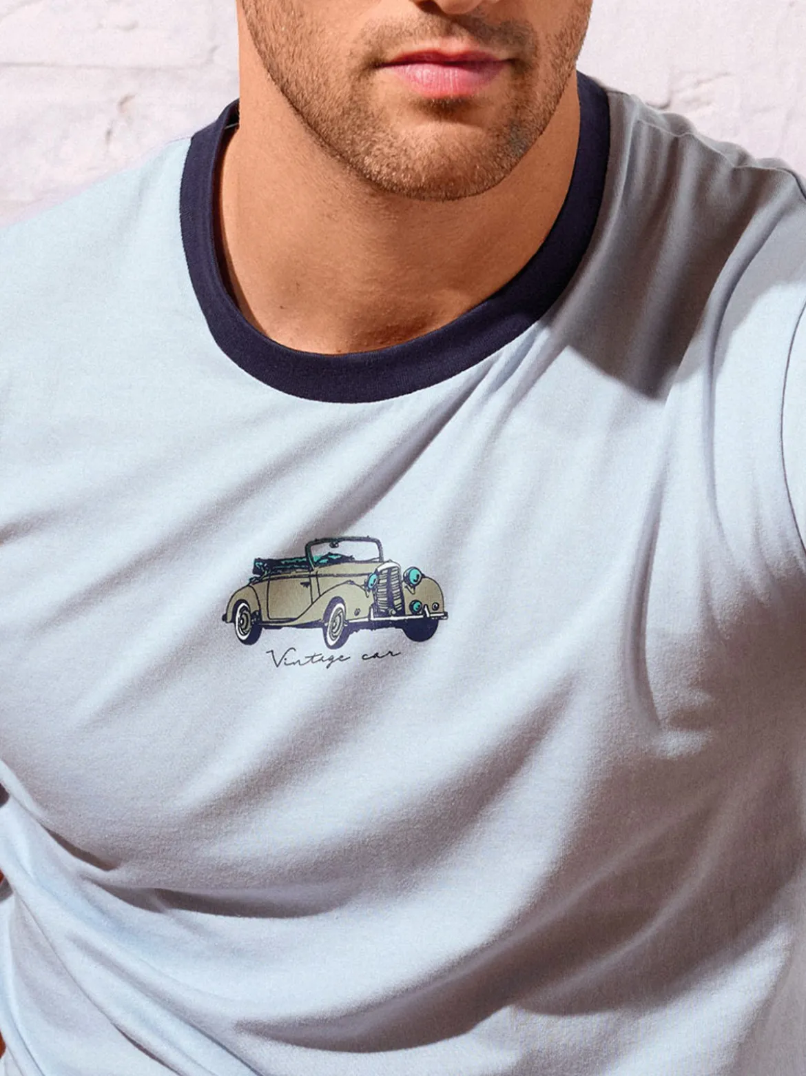 Infioreuomo Pigiama corto da uomo in cotone - azzurro