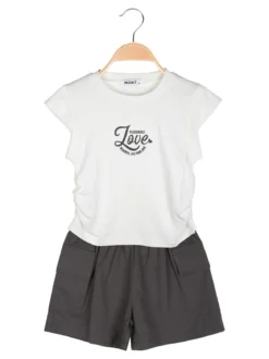 Injuly Completo corto da bambina con t-shirt e shorts con tasconi laterali