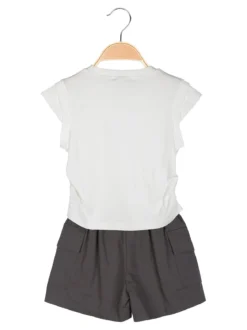 Injuly Completo corto da bambina con t-shirt e shorts con tasconi laterali