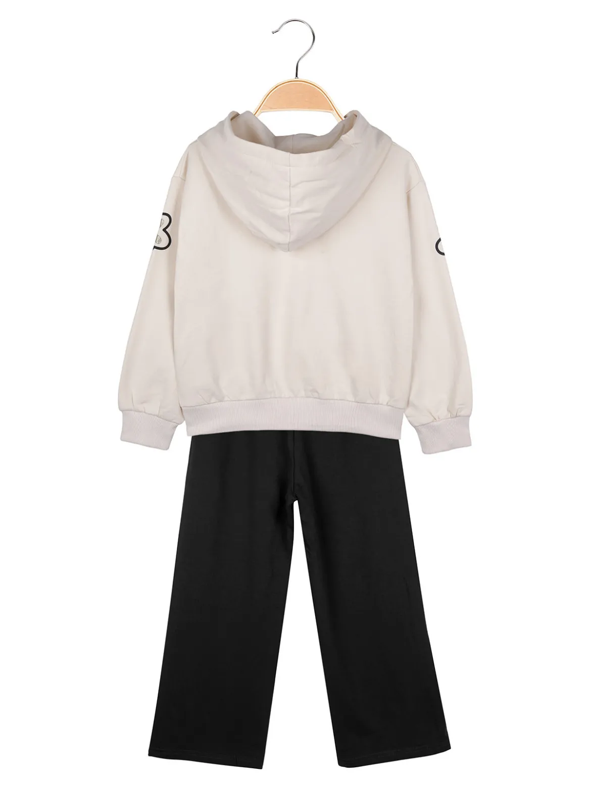 Injuly Completo 2 pezzi da bambina con cappuccio e strass - beige