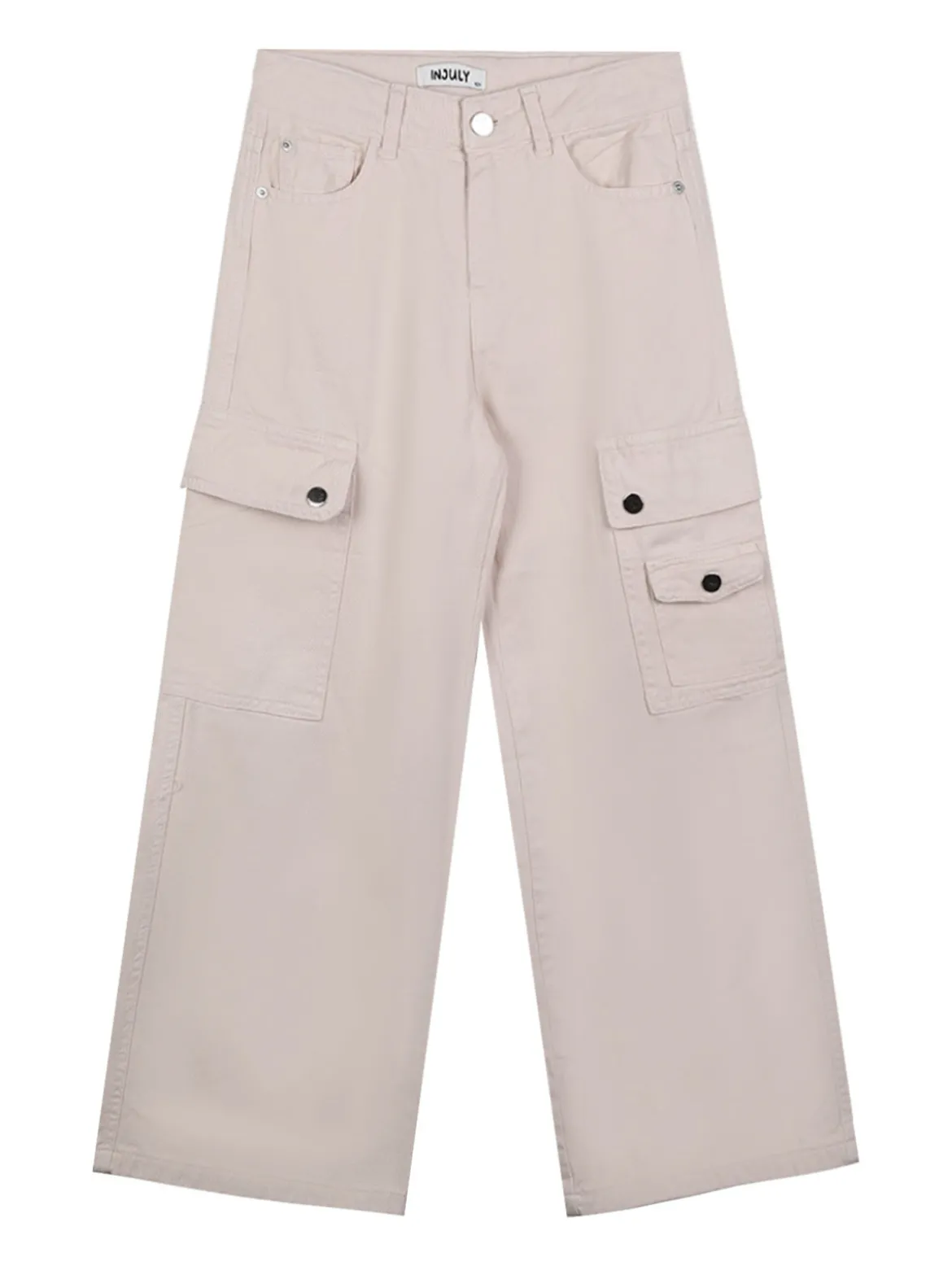 Injuly Pantaloni da ragazza a gamba larga con tasconi