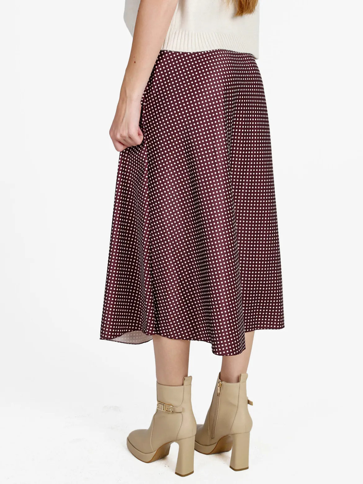 Insta Firenze Gonna midi donna a pois - bordeaux