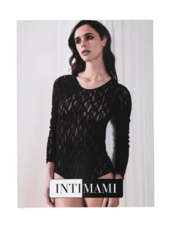Intimami Body donna a maniche lunghe in pizzo - nero