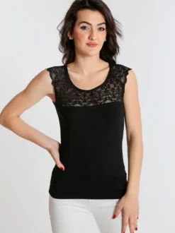 Intimami Canotta a spalla larga con pizzo nero